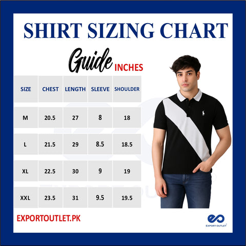 POLOO CROSS PANEL Men’s Branded Cotton PQ Shirt in Black-White