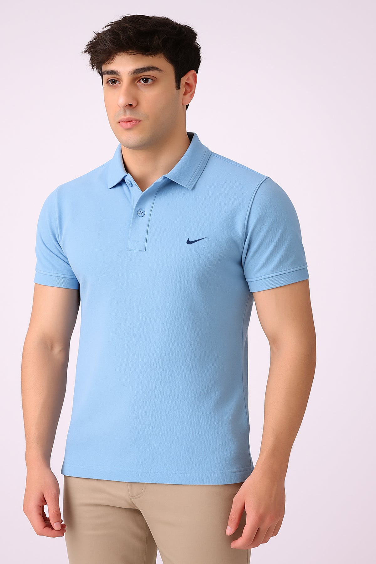 Nikee Men’s Sky Blue Cotton Polo Shirt