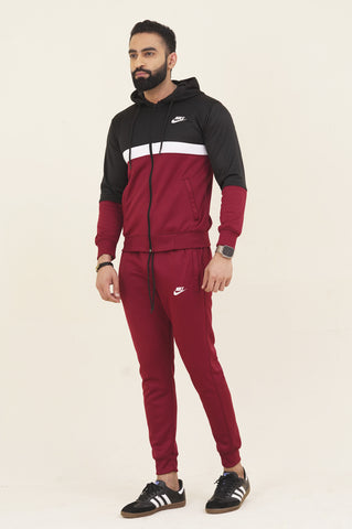 NK-Hoodie Warm-UP Maroon Tracksuit