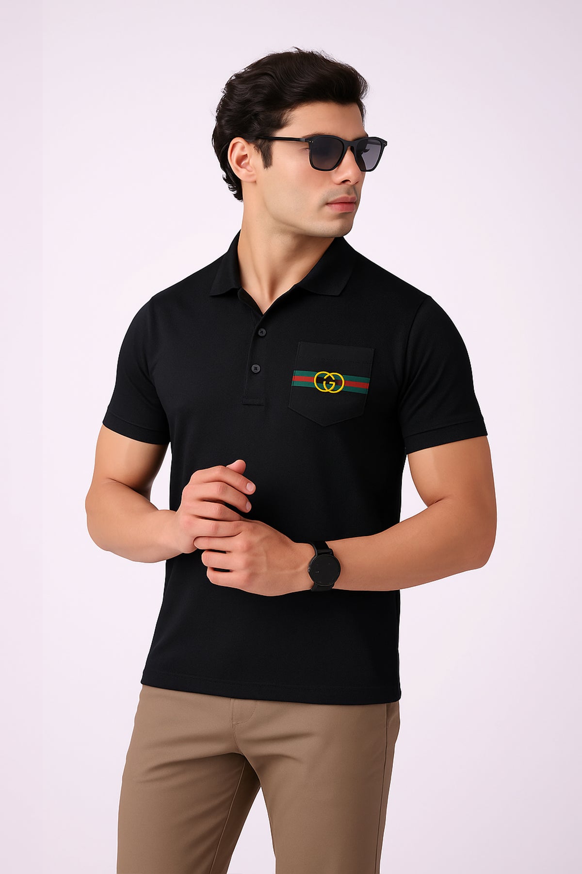 Guccii Black Signature Polo – Premium Dryfit Edition
