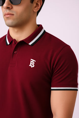 Burbarry Men’s Maroon Cotton Polo Shirt