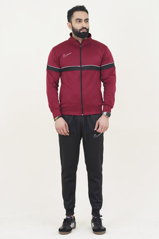 NK-Mockneck Warm-UP Maroon-Black Tracksuit