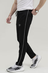 NK Embroidered Logo Black Cotton Jersey Trouser