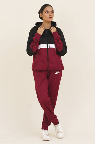 NK-Hoodie Warm-UP Maroon Tracksuit