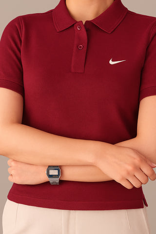 Nikee Women's Maroon Cotton Polo Shirt