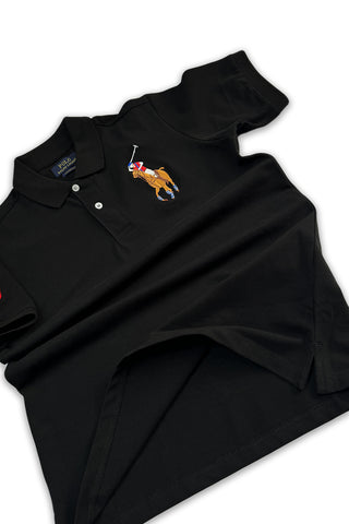 Branded Black Polo T-Shirt Pique Fabric