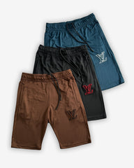 Pack Of 3 -LV Embroidered Logo Imported Dri-Fit Mesh Shorts