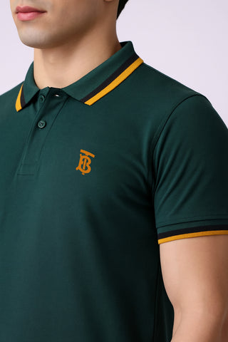 Burbarry Men’s Dark Green Cotton Polo Shirt