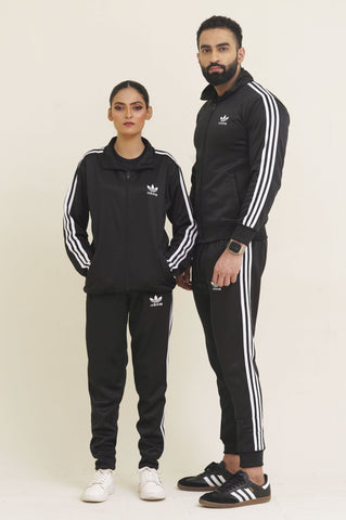 Adi-Sterling Mock Neck Warm-UP 3-Stripes Black Unisex Tracksuit