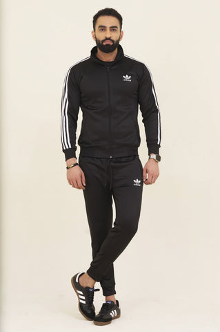 Adi-Sterling Mock Neck Warm-UP 3-Stripes Black Tracksuit