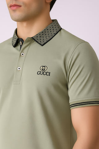 Guccii-Inspired Sage Green Polo – Sleek Design, Premium Feel