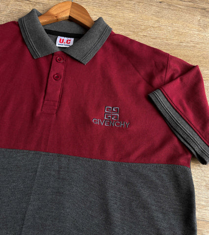Givchy-Branded Cotton PQ Embroidered Logo Maroon-Dark Grey Tracksuit