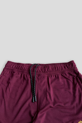 Poloo Embroidered Logo Maroon Cotton Jersey Short
