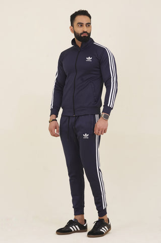 Adi-Sterling Mock Neck Warm-UP 3-Stripes Blue Tracksuit