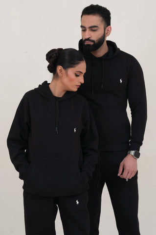 Poolo-Hoodie Warm-UP Black Unisex Tracksuit