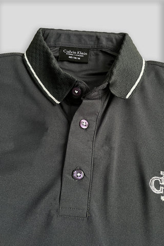 CK Signature Polo Shirt Grey – Stripe Collar Edition