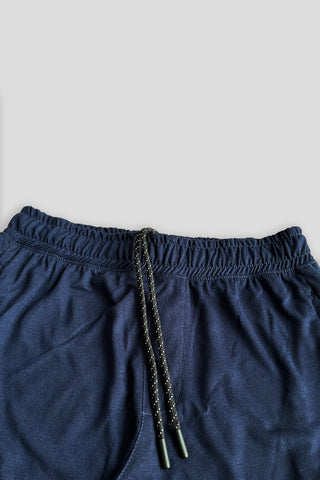 Poloo Embroidered Logo Navy Blue Cotton Jersey Short