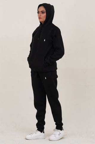 Poolo-Hoodie Warm-UP Black Tracksuit
