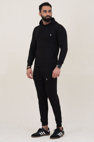 Poolo-Hoodie Warm-UP Black Tracksuit