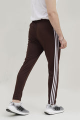 Adi-3 Stripes Embroidered Logo Brown Cotton Jersey Trouser