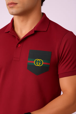 Guccii Maroon Signature Polo – Premium Dryfit Edition