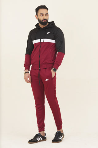 NK-Hoodie Warm-UP Maroon Tracksuit
