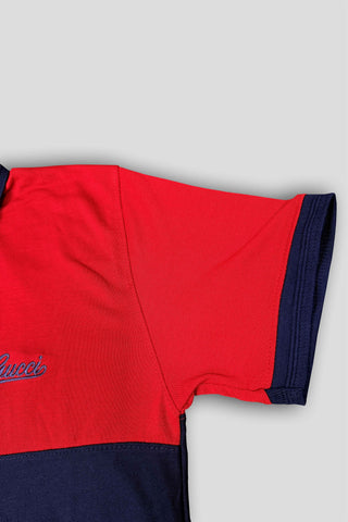 GUCCII Cotton PQ Embroidered Logo Blue-Red Tracksuit