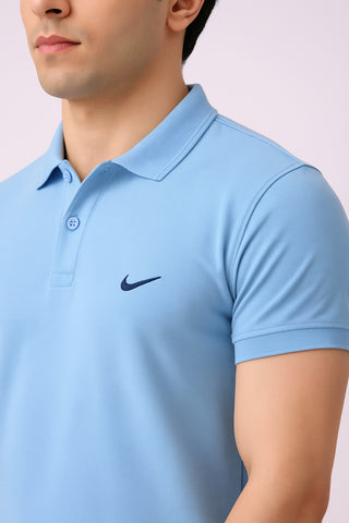 Nikee Men’s Sky Blue Cotton Polo Shirt
