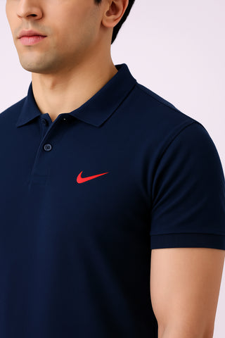 Nikee Men’s Navy Blue Cotton Polo Shirt
