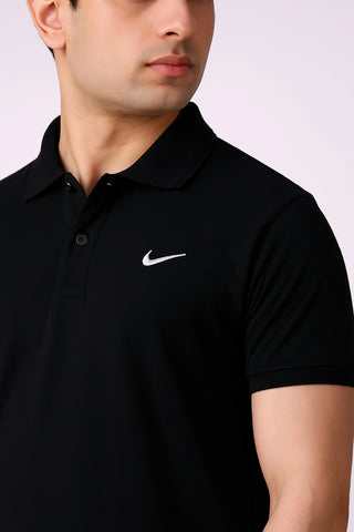 Nikee Men’s Black Cotton Polo Shirt