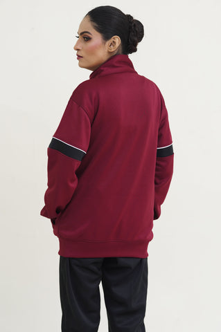 NK-Mockneck Warm-UP Maroon-Black Tracksuit