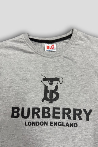 BURBARY Cotton Jersey Embroidered Logo Light Grey Short Tracksuit