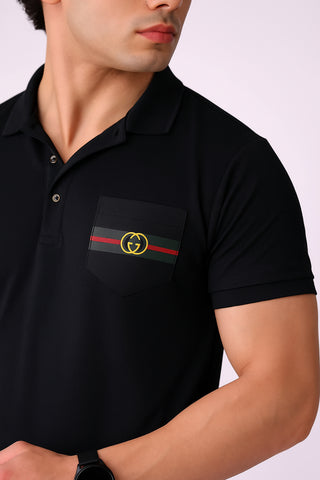 Guccii Black Signature Polo – Premium Dryfit Edition