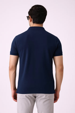 Nikee Men’s Navy Blue Cotton Polo Shirt