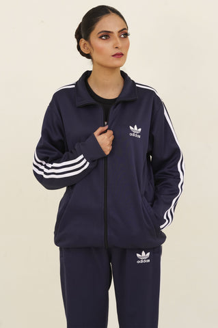 Adi-Sterling Mock Neck Warm-UP 3-Stripes Blue Tracksuit