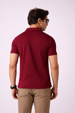Guccii Maroon Signature Polo – Premium Dryfit Edition