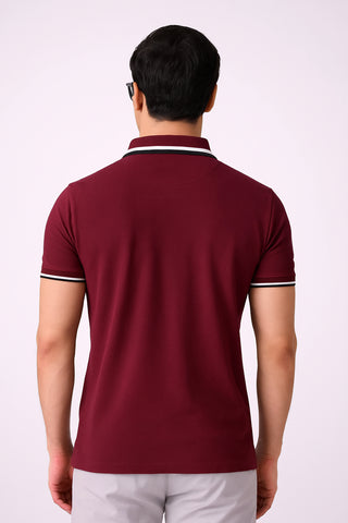 Burbarry Men’s Maroon Cotton Polo Shirt