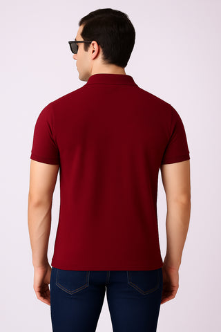 Nikee Men’s Maroon Cotton Polo Shirt