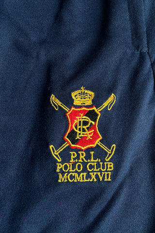 Poloo Embroidered Logo Navy Blue Cotton Jersey Short