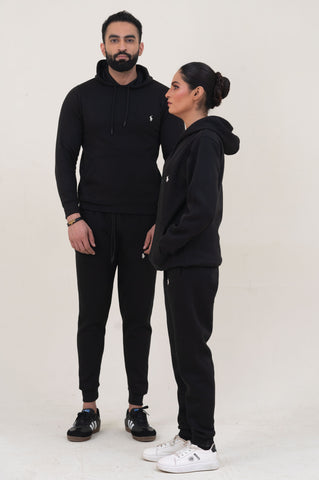 Poolo-Hoodie Warm-UP Black Unisex Tracksuit