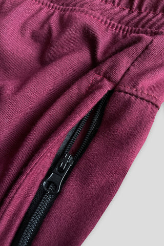Poloo Embroidered Logo Maroon Cotton Jersey Short