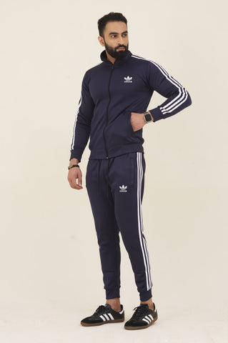 Adi-Sterling Mock Neck Warm-UP 3-Stripes Blue Unisex Tracksuit