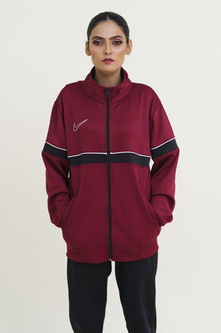NK-Mockneck Warm-UP Maroon-Black Tracksuit