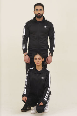 Adi-Sterling Mock Neck Warm-UP 3-Stripes Black Unisex Tracksuit