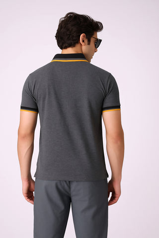 Burbarry Men’s Charcoal Grey Cotton Polo Shirt
