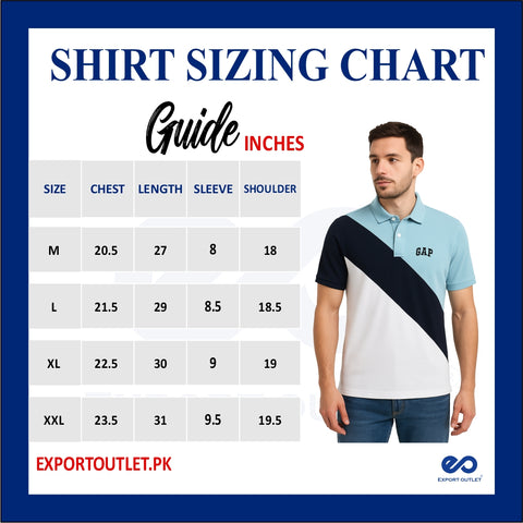 GEP PANEL Men’s Branded Cotton PQ Shirt in White-Sky Blue