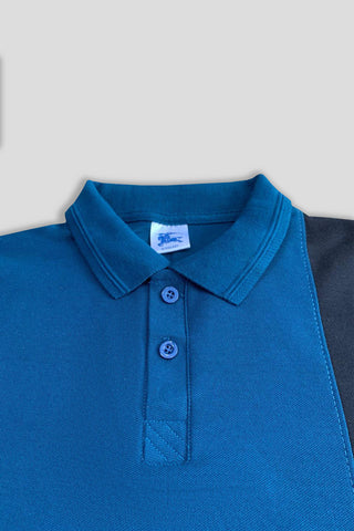BURBARY PANEL Men’s Branded Cotton PQ Shirt in Zinc-Black