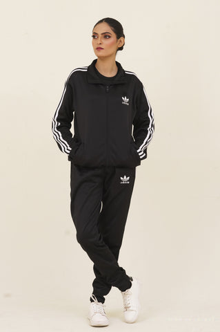 Adi-Sterling Mock Neck Warm-UP 3-Stripes Black Unisex Tracksuit