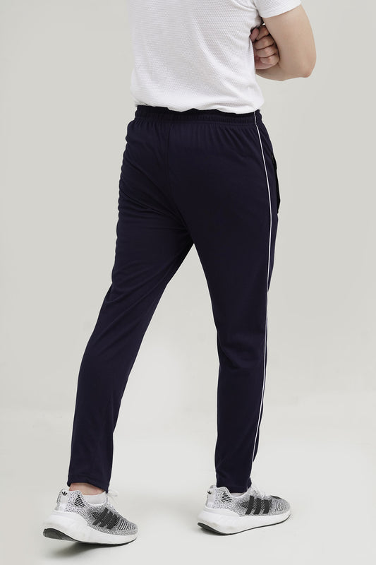 NK Embroidered Logo Navy Blue Cotton Jersey Trouser