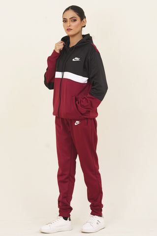 NK-Hoodie Warm-UP Maroon Tracksuit